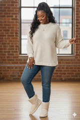 Hi-Low Waffle Knit Sweater