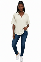 Airflow Collared V-Neck Top