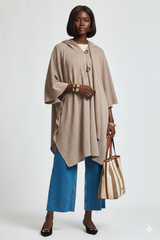 Flowy Button-Detail Poncho Top