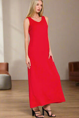 Flared Scoop Neck Maxi Dress