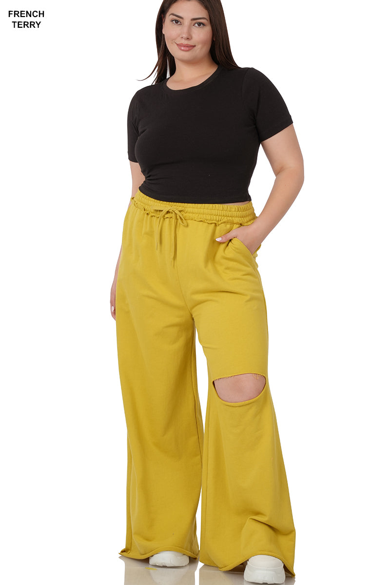 French Terry Cut Pants With Pockets