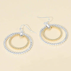 Beaded Double Circle Drop Earrings | Lightweight Layered Earrings