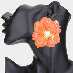 Bloom & Pearl Accent Floral Statement Earrings