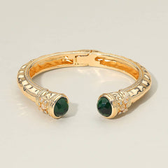 Stone Tip Accent Hinged Cuff Bracelet