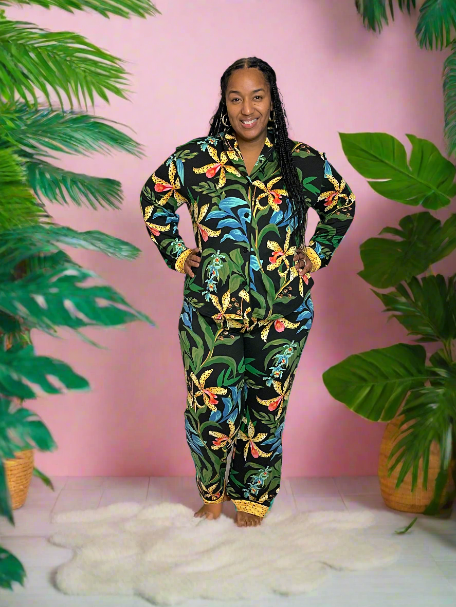 Two Piece Wildflower Print Pajama Set