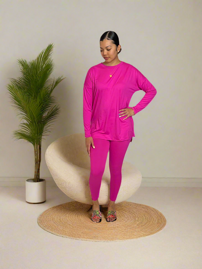 Fall Vibes Crew Neck Neon Hot Pink