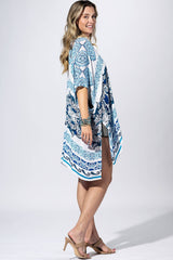 Azure Medallion Border Kimono