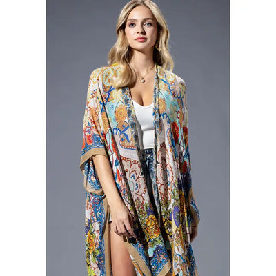 Gold Blue Mandala Kimono