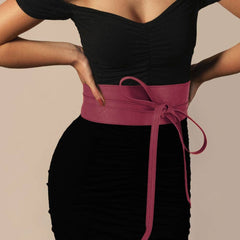 Wide Faux Leather Wrap Belt