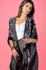 Noir Damask Viscose Kimono