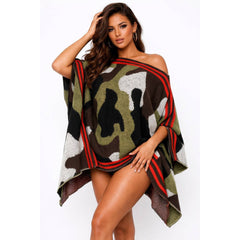 Camo Print Shawl Poncho