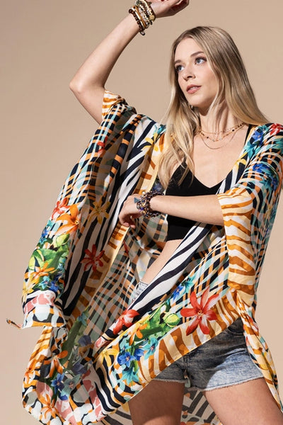 Tropical Animal Print Kimono