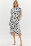 Abstract Print Midi Shirt Dress