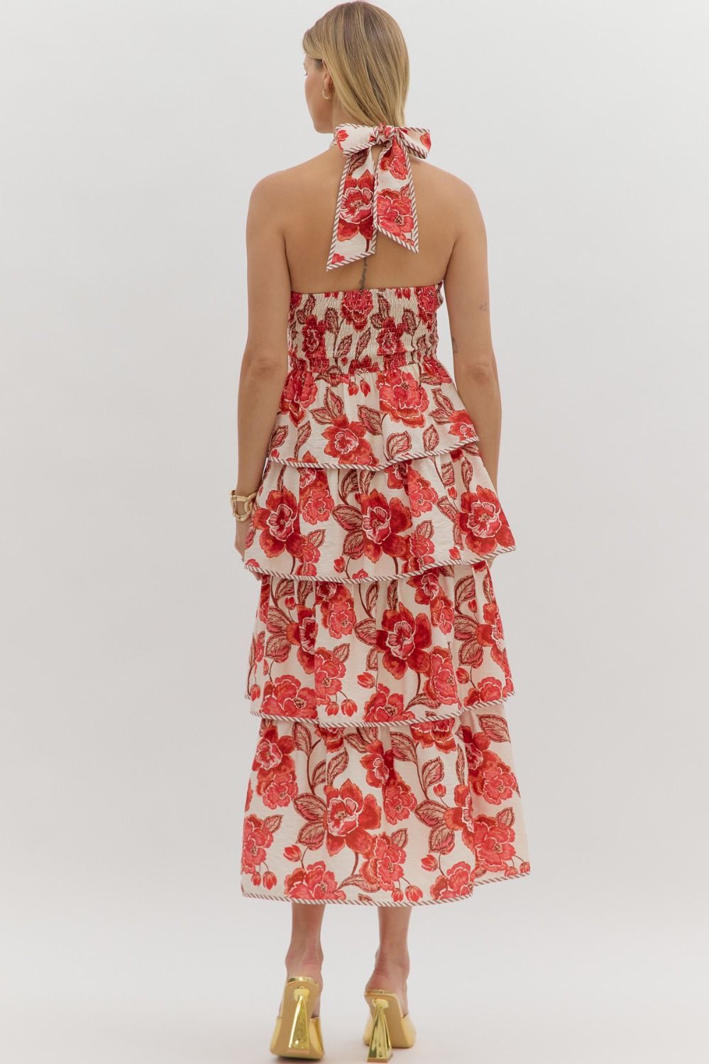 Floral Halter Tie Midi Dress