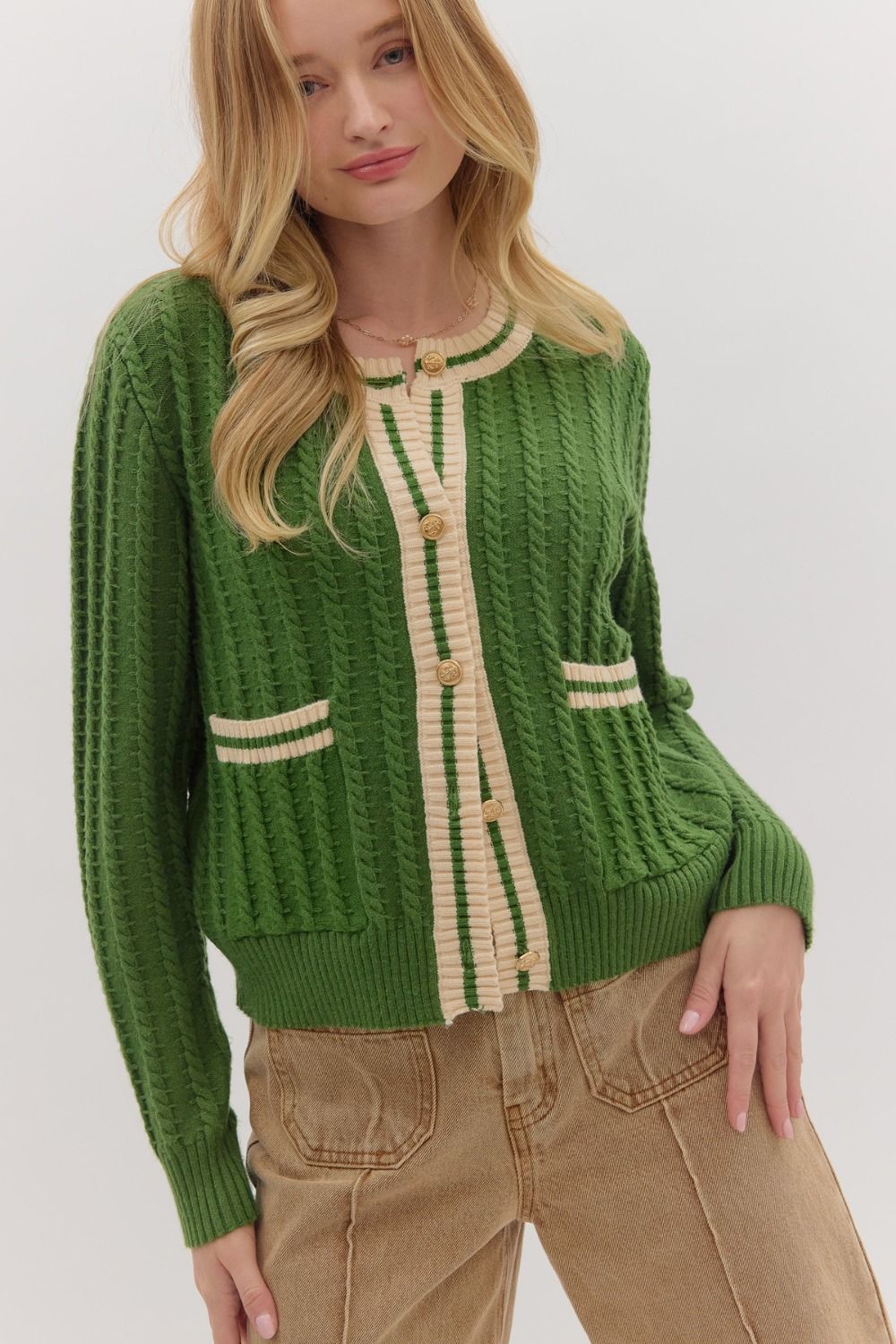 The Luxe Contrast Trim Cardigan