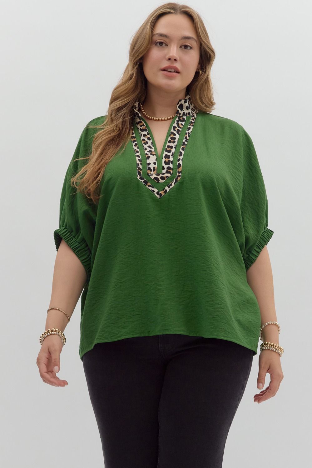 Leopard Accent Dolman Top