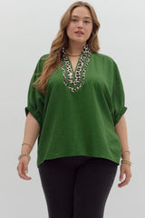 Leopard Accent Dolman Top
