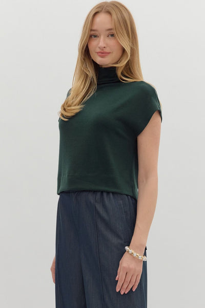 Solid Knit Mock Neck Pullover