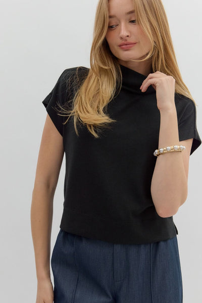 Solid Knit Mock Neck Pullover