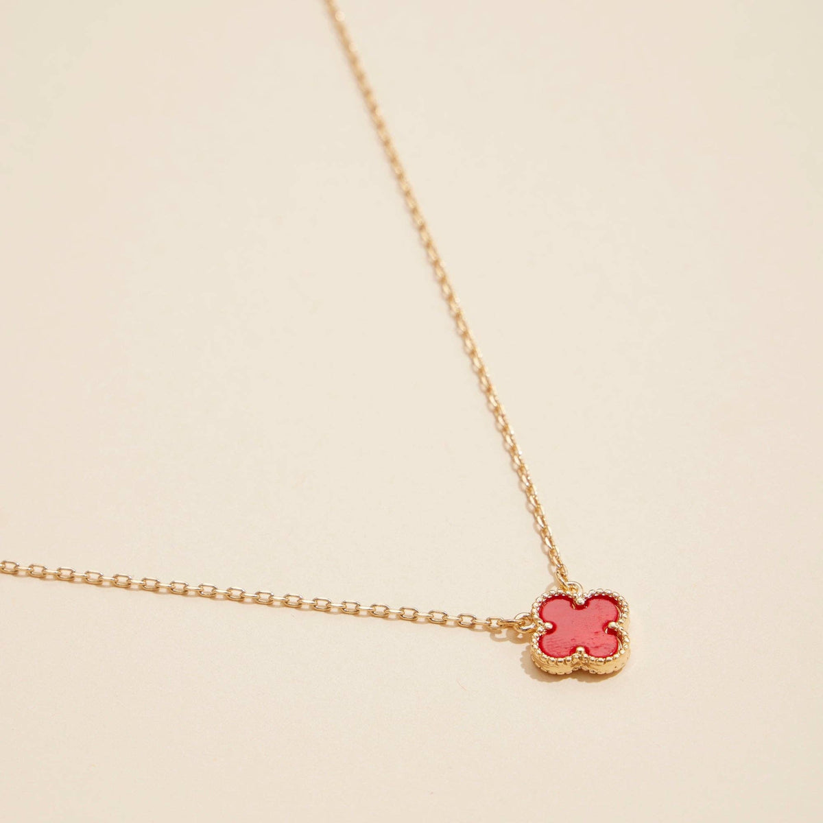Clover Charm Pendant Necklace with Gold Chain