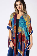Abstract Feather Viscose Kimono