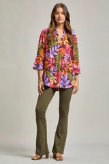 Lizzy Bell Sleeve Tunic Top – Fall Leaf Print