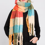 Multi Color Grunge Scarfs with Fringes